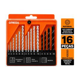 Kit Jogo De Brocas 16 Peças Para Madeira Concreto Aço Com Estojo