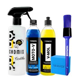 Kit Limpa Motor Lavagem Shampoo Moto-v + V-mol Vonixx 500ml