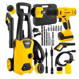 Kit Limpeza Lavadora Alta Pressão 1400w Parafusadeira Escova Vonder