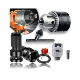 Kit Mandril Haste Soquete Adaptador Chave Impacto 1/2 - 1/4