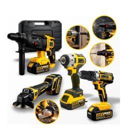 Kit Multi Ferramentas 4 Em 1 48v Sem Fio Com 2 Baterias Furadeira Parafusadeira Martelete Esmerilhadeira Chave De Impacto Com Maleta