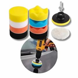Kit Polimento Boina Esponja 11 Peças 3" Automotivo Com Adaptador M10 - Corte Lustro Refino