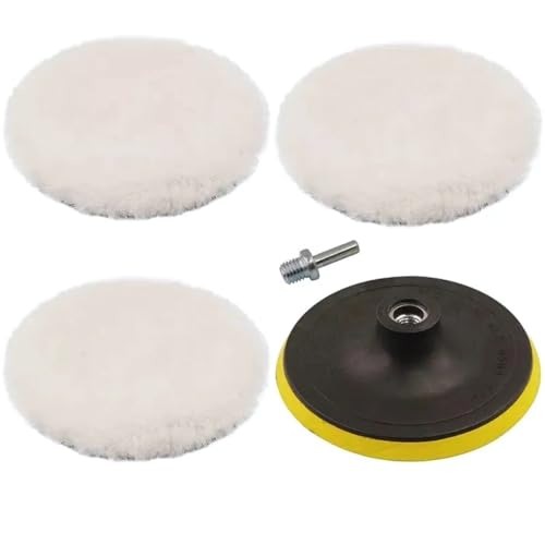 Kit Polimento Vidro Carro Moto Para Esmerilhadeira Furadeira Disco Pluma Com 3 Boinas De Lã 5 125mm Profissional Sintética