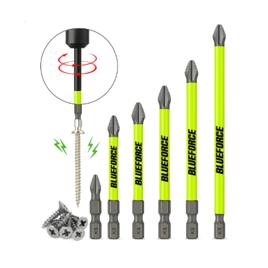 Kit Ponteiras Philips PH2 Magnéticas Blueforce para Parafusadeira (6 Peças)