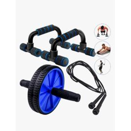 Kit Roda Abdominal Barra De Flexão Corda De Pular