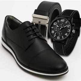 Kit Sapato Masculino Oxiford Classico + Relógio + Cinto