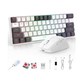 Kit Teclado E Mouse Sem Fio Rgb Abnt2 Usb Bluetooth - Branco