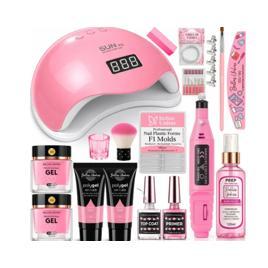 Kit Alongamento Unhas Gel Polygel Cabine Lixadeira Alongamento Extensão
