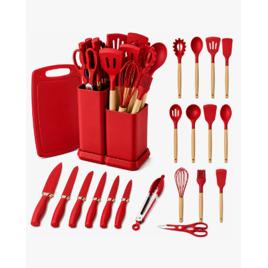 Kit Utensílios Jogo 19 Peças Conjunto Em Silicone De Cozinha