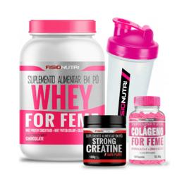 Kit Whey Feminino + Creatina 100gr + Colágeno 120 + Brinde