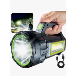 Lanterna De Led Tática Grande Com Luz Forte Tipo Farolete 100000 Lúmens Recarga Usb E Solar Power Bank 7 Modos Ideal Para Uso Rural Camping Trilha Pesca