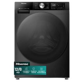 Lava e Seca Hisense 3S Preta Noir 12kg / 8kg Inverter 16 programas 110V com Wi-Fi WD3S1243BB1