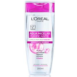 L'Oréal Paris, Água Micelar Solução de Limpeza 5 em 1 Limpa, Demaquila, Purifica, Suaviza e Reequilibra, Cuidado Diário Multifuncional para Todos os Tipos de Peles 200ml