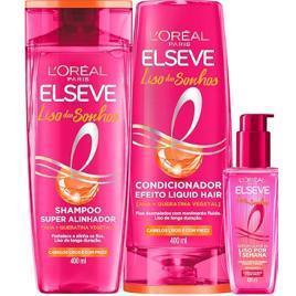 L'Oréal Paris Elseve Liso dos Sonhos Kit Shampoo, Condicionador e Sérum