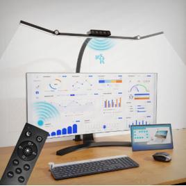 Luminária de Mesa Articulável Qfun LED com 3 Cabeças, para Estudo e Home Office