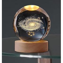 Luminária de Mesa LED Bola de Cristal 3D Space Brilhante