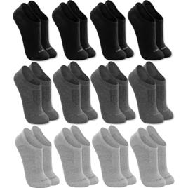 LUPO Kit de Meias 12 pares Sapatilha Soquete Invisível Original Unissex, 4 Cinza Mescla - 4 Chumbo - 4 Preto, 41-44