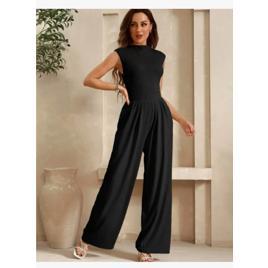 Macacão Longo Feminino Social Pantalona Elegante Com Bolsos