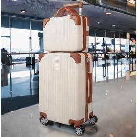 Mala De Pequena Miami + Frasqueira Com Alça Cor Bege Listras