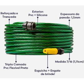 Mangueira para jardim 20m Metros Com Esguicho Trançada Reforçada Flexível 7/16 Anti Dobra