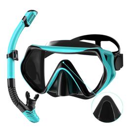 Máscara de Mergulho com Visão Grande Angular de 180°, Incluindo Snorkel, Óculos de Mergulho e Conjunto Profissional de Mergulho
