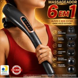 Massageador Elétrico 6 em 1 Corporal Potente Ergonômico Multifuncional Terapia 10 Velocidades