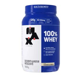 Max Titanium Suplemento Em Pó 100% Whey Proteínas Sabor Cookies & Cream Em Pote De 900g