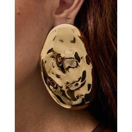 Maxi Brinco Oval em Metal com Efeito Martelado Dourado