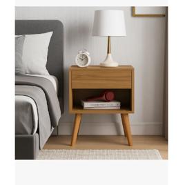 Mesa De Cabeceira Com Pés Marrom Claro 1 Gaveta MDF Robel