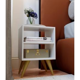 Mesa de Cabeceira Retrô Compacta com Nicho para Quarto Sala Casal ou Solteiro Palma