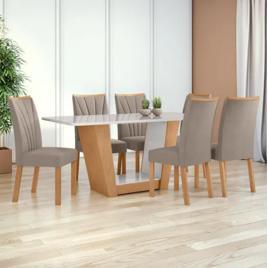 Mesa de Jantar 1,70 Apogeu com vidro Serigrafado e 6 cadeiras