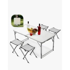 Mesa Dobravel Portatil Maleta De Camping 120x60 4 Banquetas