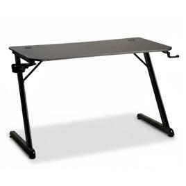 Mesa Gamer Husky Snow, Preto - Superfície em Fibra de Carbono, Suporte para Headset e Copo