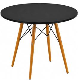 Mesa Redonda 70cm – Design Moderno Com Pés De Madeira – Mesa Para Sala De Jantar, Cozinha E Área Gourmet - Premium (Preta)
