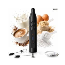 Mixer Elétrico Portátil 2 em 1 Recarregável Potente Misturador de Bebidas e Ovos 3 Velocidades Usb Batedor e Fue Fouet
