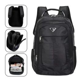 Mochila Bolsa Reforçada Escolar Notebook Preto 40L Impermeável Alça Reforçada Unissex Qualidade Premium Mão Santa