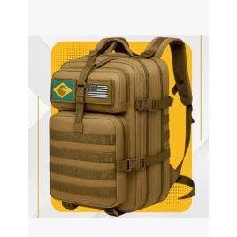 Mochila Tática Impermeável Militar Reforçada Grande 50 Litros Masculina Feminina Anne Cáqui Areia Marrom