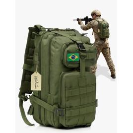 Mochila Tática Militar Bolsa Resistente 30 Litros Super Reforçada Impermeável Bandeira Brasil Brinde Utilizzei