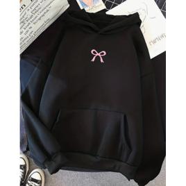 Moletom Canguru Com Capuz Feminino Estampa De Laço