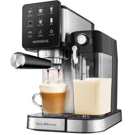 Cafeteira Espresso Automática Dolce Latte 20 bar Mondial Preto/Inox 1250W, 110V