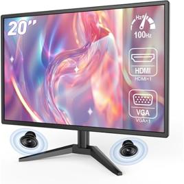 Monitor 20 Polegadas, HD+, 1ms, Taxa de Atualização 100Hz, Alto-falantes Integrados - Preto