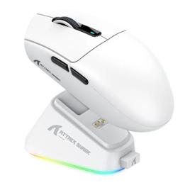 Attack Shark G3 Pro, 25000 DPI, Switch Omron, Com Base de Carregamento, Tri-Mode Wireless Bluetooth USB-C, Branco