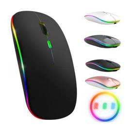 Mouse Sem Fio Recarregável Wireles Optico Led Rgb Ergonômico