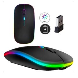Mouse Sem Fio Recarregável Wireless Optico Led Rgb Ergonômico