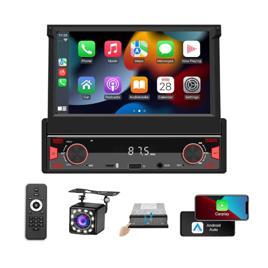 Multimidia 7 Polegadas, Sistema Estéreo Automotivo Retrátil CarPlay e Controle no Volante