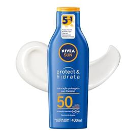 NIVEA SUN Protetor Solar Protect & Hidrata FPS 50 400ml - Com toque seco, rápida absorção e resistente à água, esse protetor solar oferece altíssima proteção ao sol e promove hidratação à pele