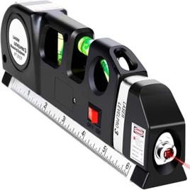 Nível a Laser Multiuso Profissional 4 em 1 com Trena Fita Métrica de 2.5m, Régua Base e 3 Bolhas de Nivelamento