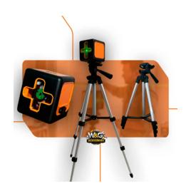 Nível A Laser Verde 2 Linhas Esquadro + Suporte + Tripé Profissional Prumo 20m Autonivelante