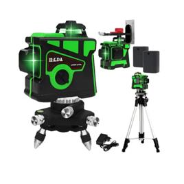 Nível Laser Hilda 12 Linhas Verde 2 Baterias 3D 360 Auto Nivelamento Tripé Regulável De Alumínio 1,2 Metros