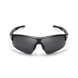 Óculos de Sol Esportivo Masculino UV400 Espelhado Para Corrida Preto ou Preto e Vermelho JustGoFit (Preto)